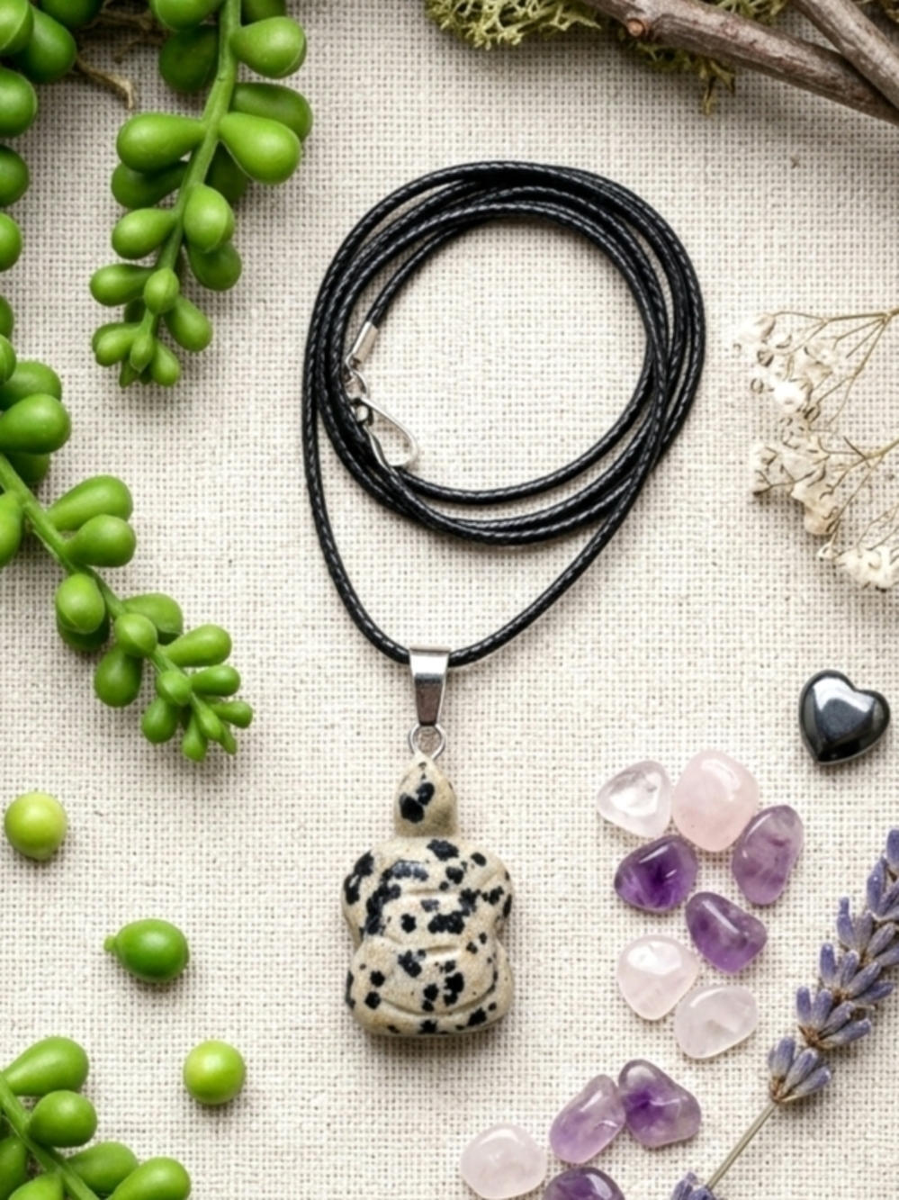 Protective Dalmatian Jasper Natural Stone Crystal Carved Sea Turtle Necklace
